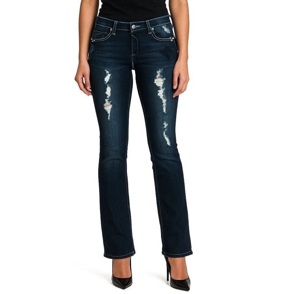 TRUE ROCK Mid-Rise Blue Jeans Size 17/18 Embellished Distressed Patched (34X30)